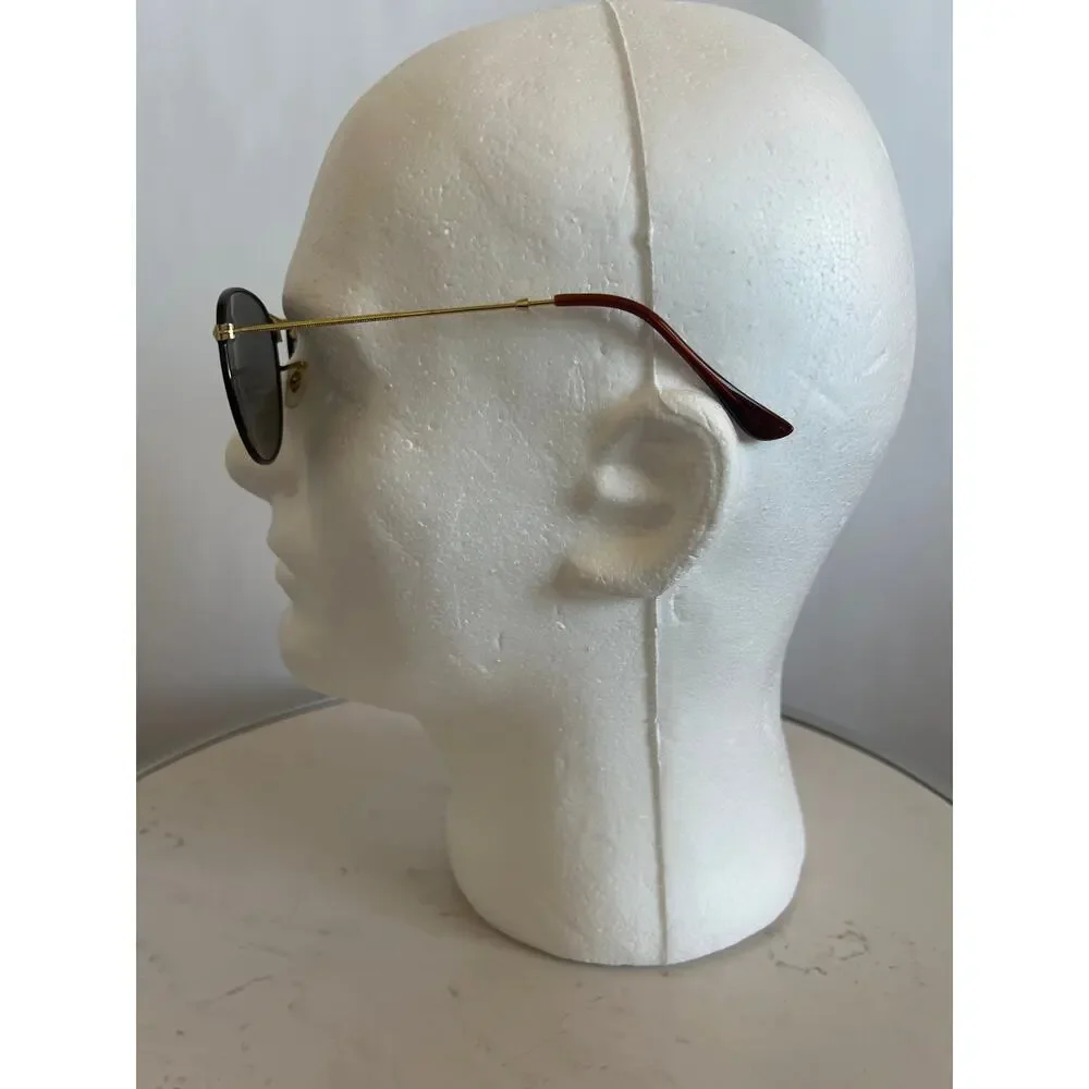 RAY BANS ROUND METAL FULL COLOR LEGEND POLISHED BLACK ON GOLD WITH CASE UNISEX